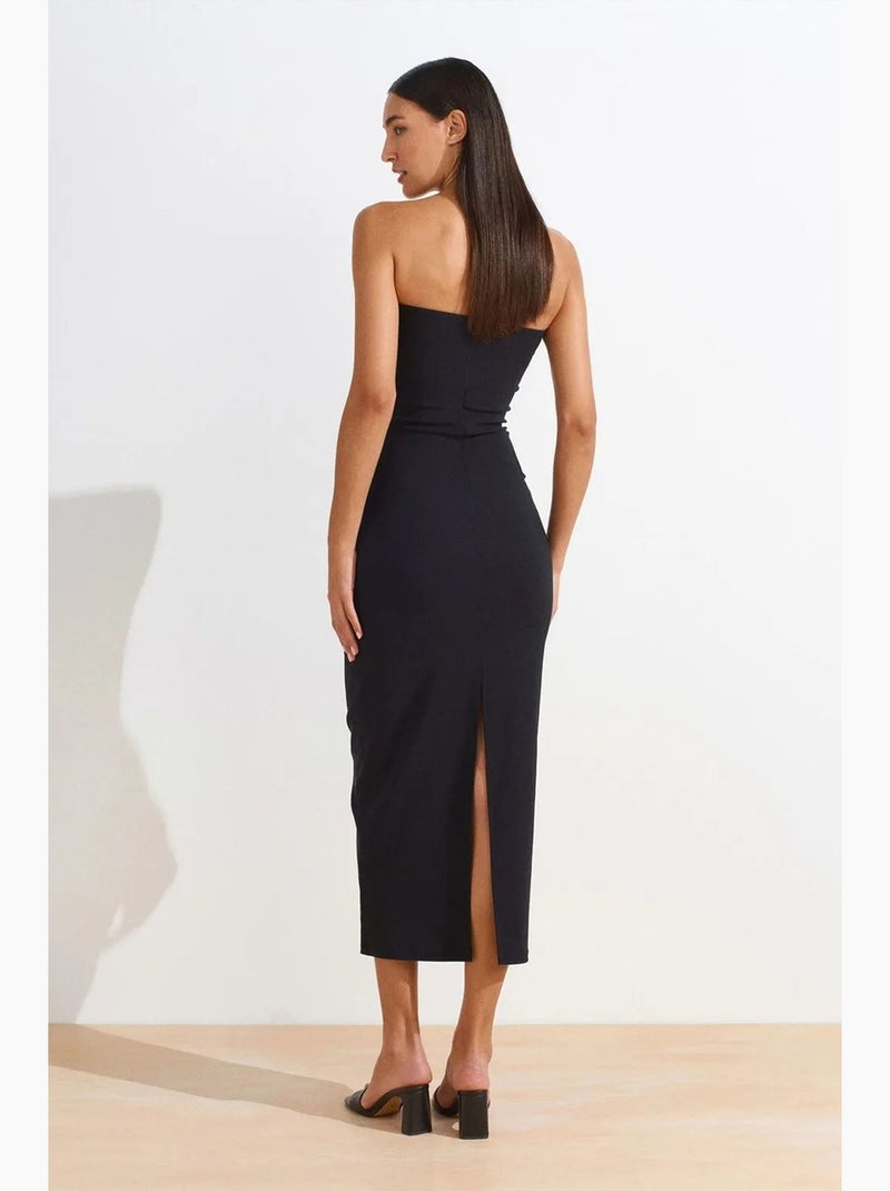 Vestido midi bodycon sin tirantes con abertura dilvin Negro - Kiabi