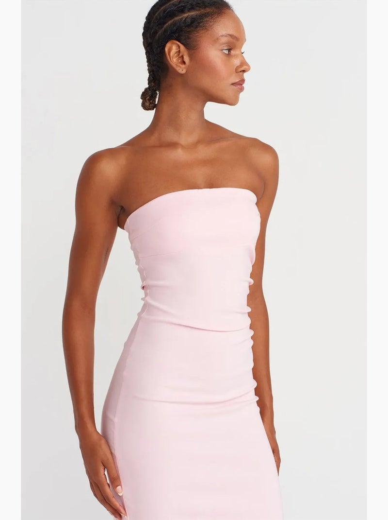 Vestido midi bodycon sin tirantes con abertura dilvin Rosa almendra - Kiabi
