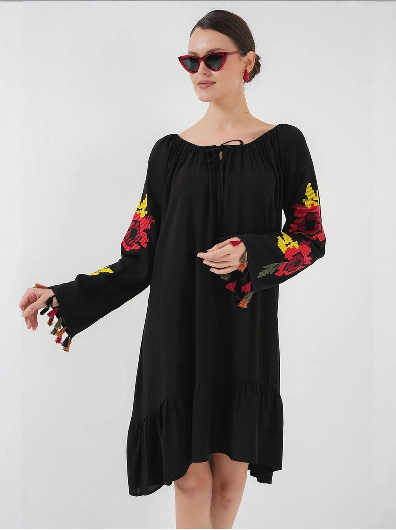 Vestido midi bordado bdart Negro - Kiabi