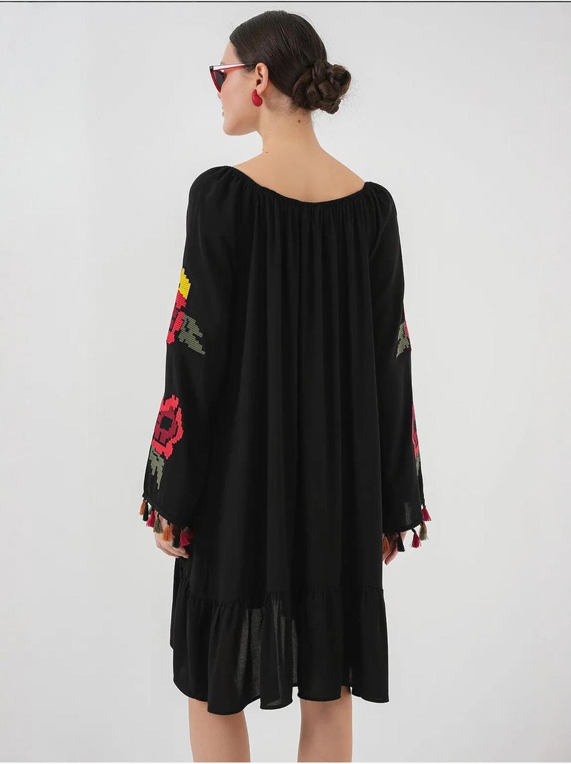 Vestido midi bordado bdart Negro - Kiabi