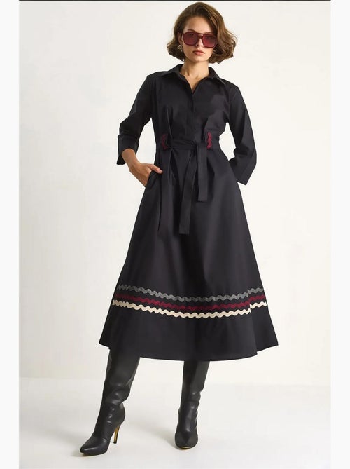 Vestido midi bordado con cierre de botones lucci - Kiabi