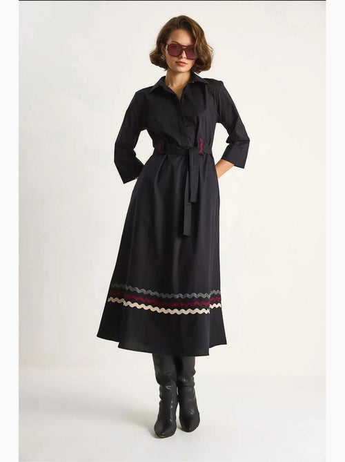 Vestido midi bordado con cierre de botones lucci - Kiabi