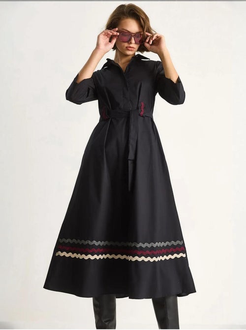 Vestido midi bordado con cierre de botones lucci - Kiabi