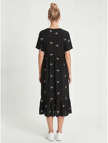 Vestido midi bordado con cuello en v istanbul