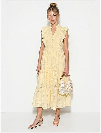 Vestido midi bordado de mezcla de algodón lucci