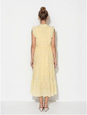 Vestido midi bordado de mezcla de algodón lucci