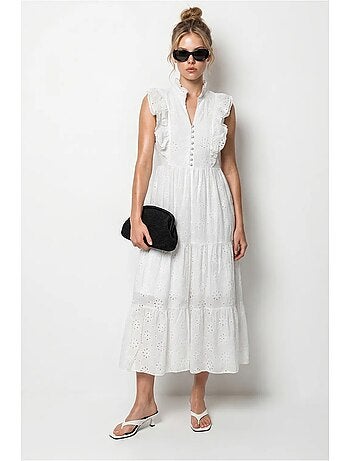 Vestido midi bordado de mezcla de algodón lucci