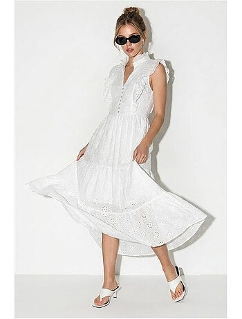 Vestido midi bordado de mezcla de algodón lucci