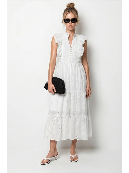 Vestido midi bordado de mezcla de algodón lucci - Kiabi