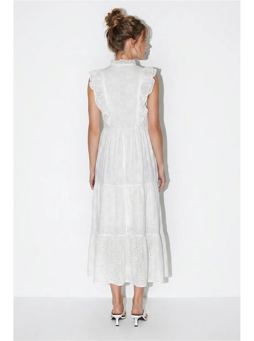 Vestido midi bordado de mezcla de algodón lucci - Kiabi