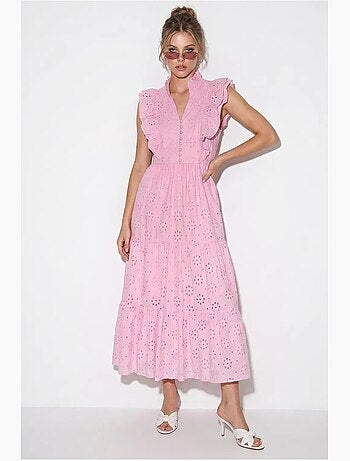 Vestido midi bordado de mezcla de algodón lucci