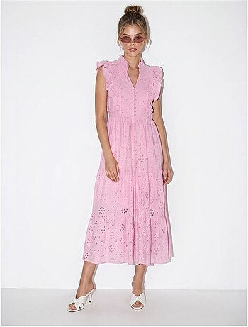 Vestido midi bordado de mezcla de algodón lucci