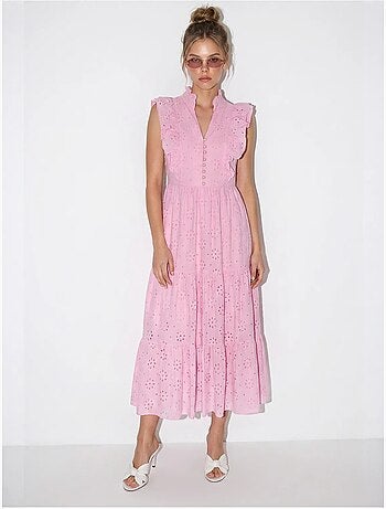 Vestido midi bordado de mezcla de algodón lucci