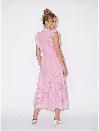 Vestido midi bordado de mezcla de algodón lucci