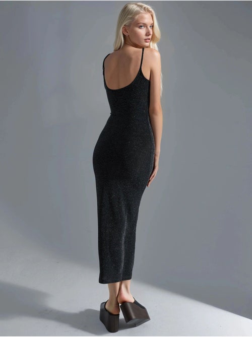 Vestido midi brillante con cuello en u de busem - Kiabi