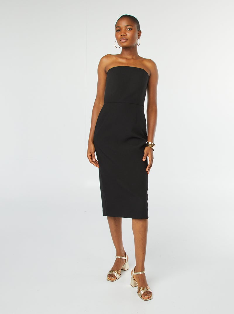 Vestido midi bustier negro - Kiabi