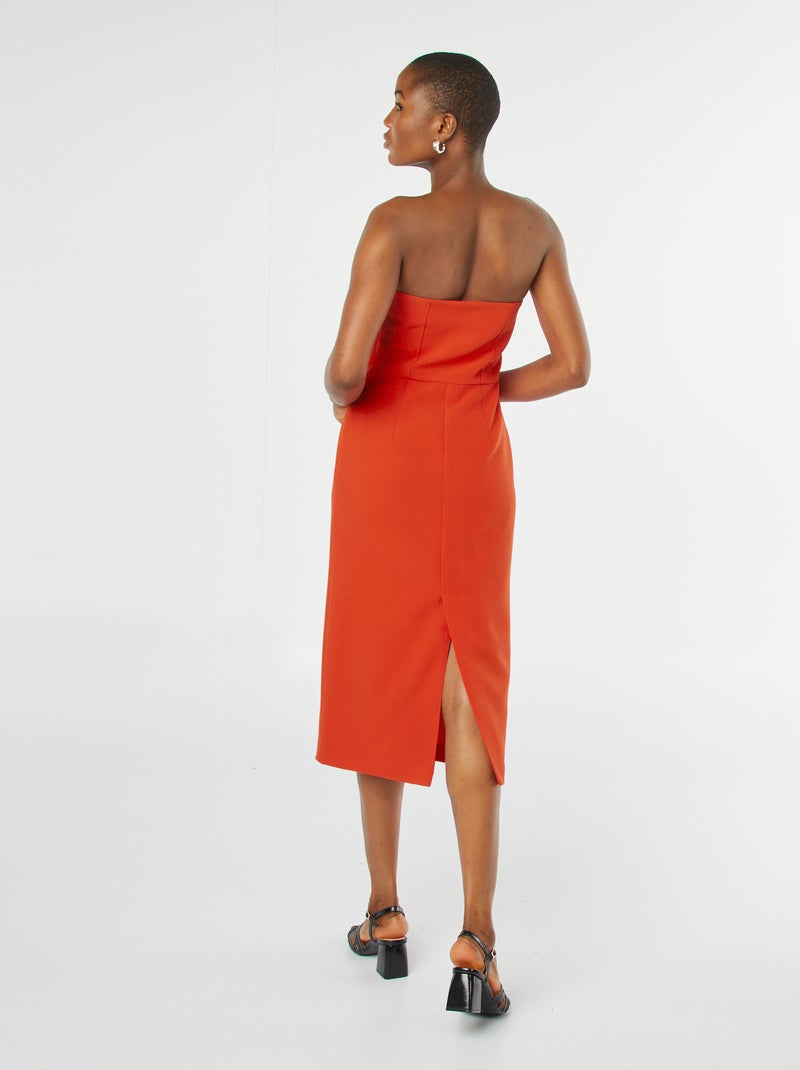 Vestido midi bustier rojo - Kiabi