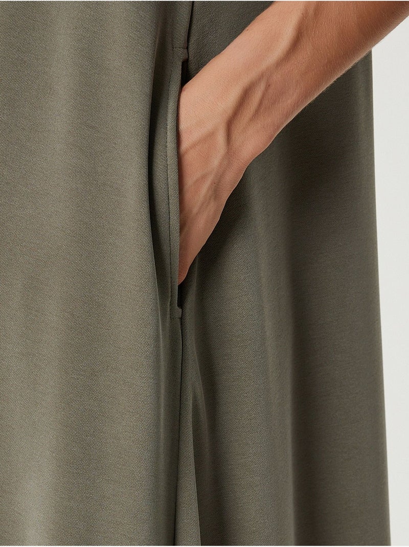 Vestido midi casual de corte holgado con bolsillos istanbul Caqui - Kiabi