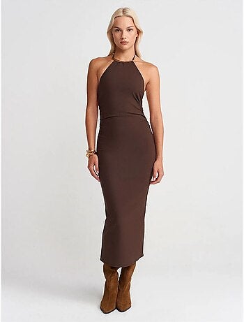 Vestido midi ceñido con cuello halter dilvin