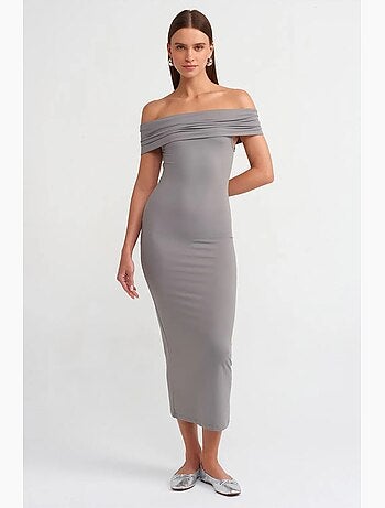Vestido midi ceñido con escote barco dilvin