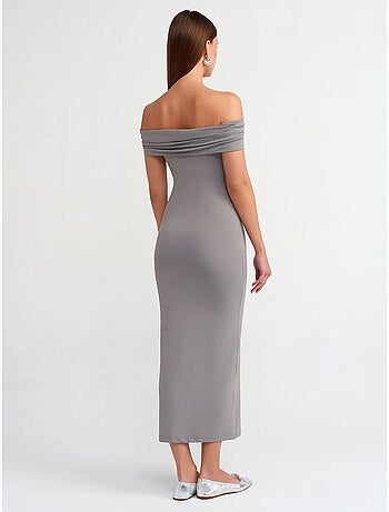 Vestido midi ceñido con escote barco dilvin