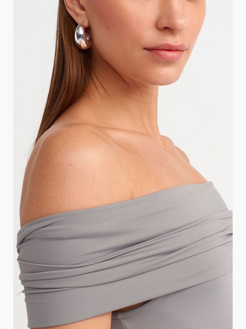 Vestido midi ceñido con escote barco dilvin Gris - Kiabi