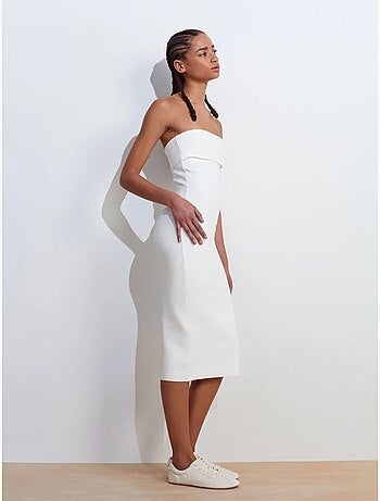 Vestido midi ceñido sin tirantes dilvin