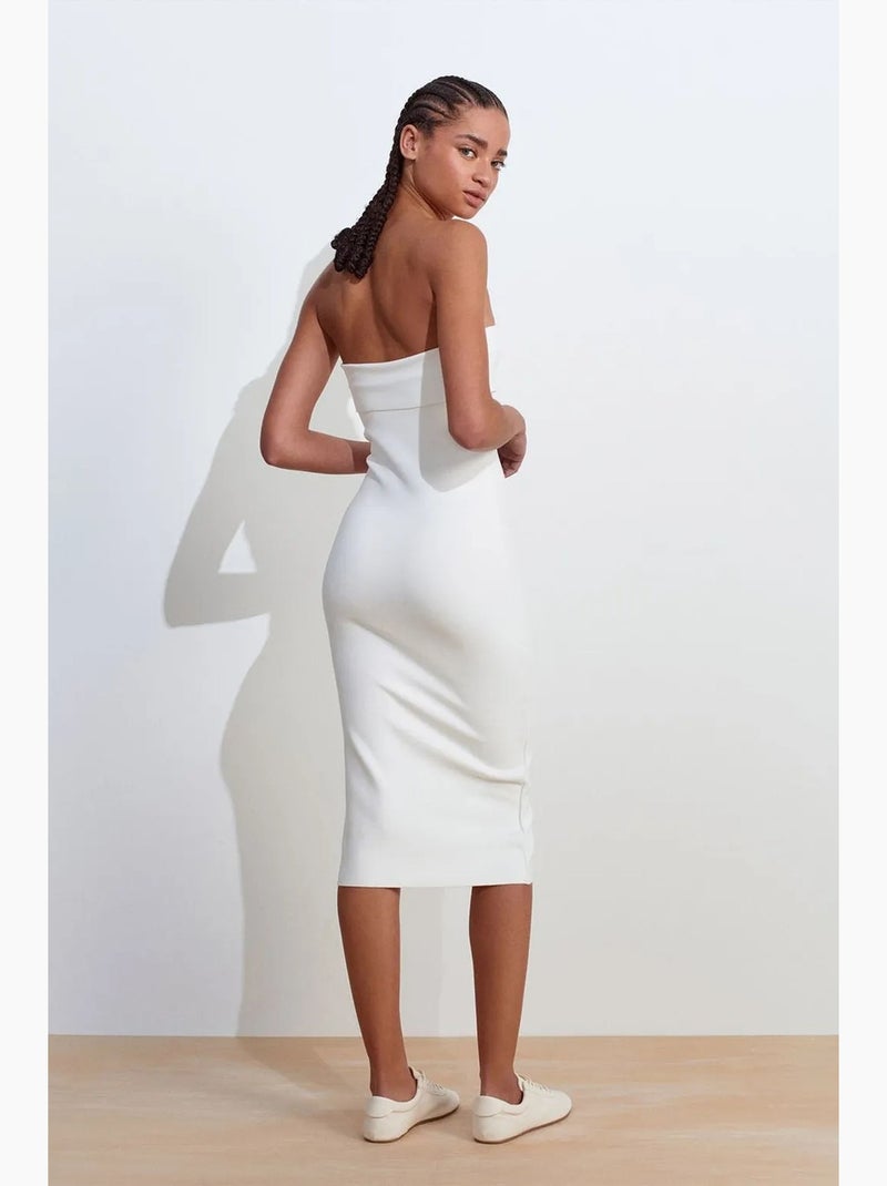 Vestido midi ceñido sin tirantes dilvin Blanco - Kiabi