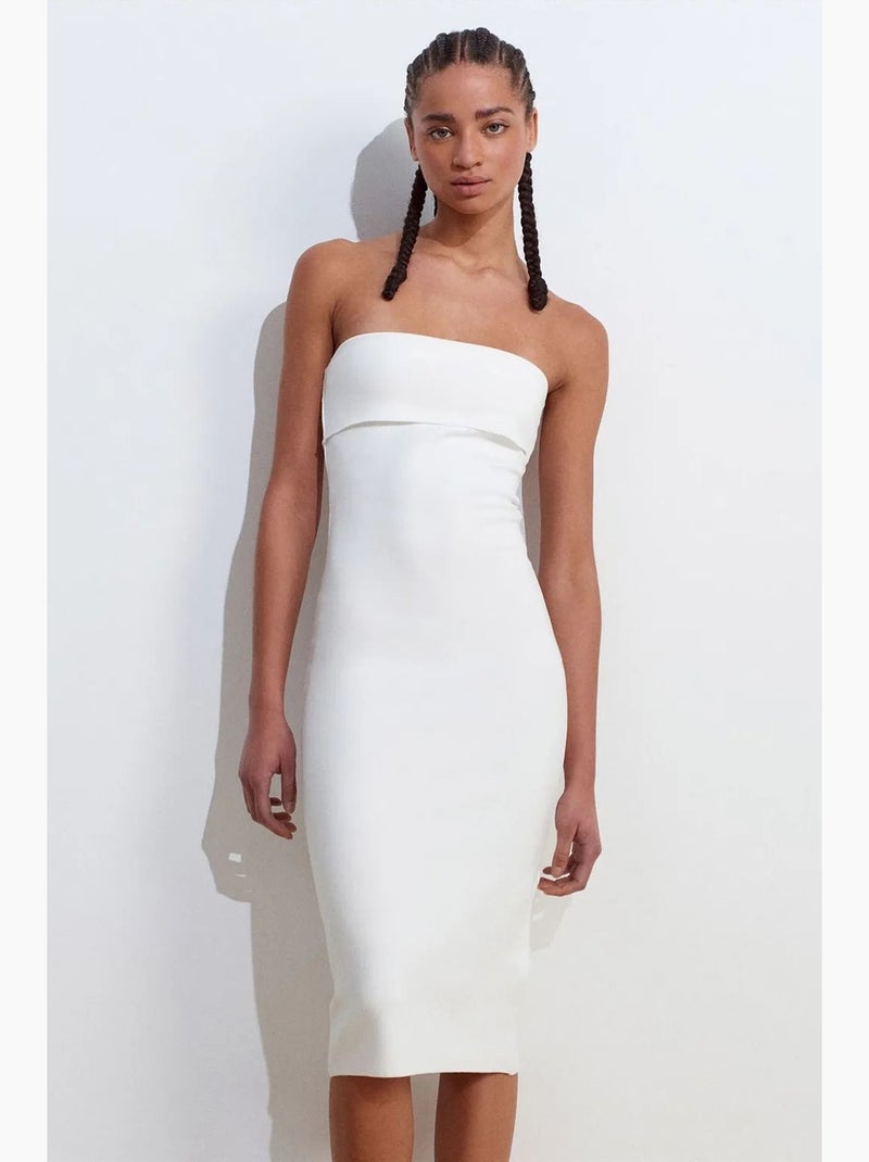 Vestido midi ceñido sin tirantes dilvin Blanco - Kiabi
