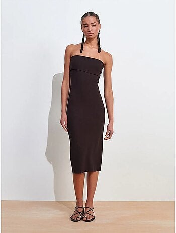 Vestido midi ceñido sin tirantes dilvin