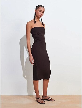Vestido midi ceñido sin tirantes dilvin