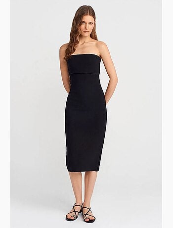 Vestido midi ceñido sin tirantes dilvin