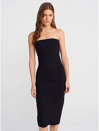 Vestido midi ceñido sin tirantes dilvin