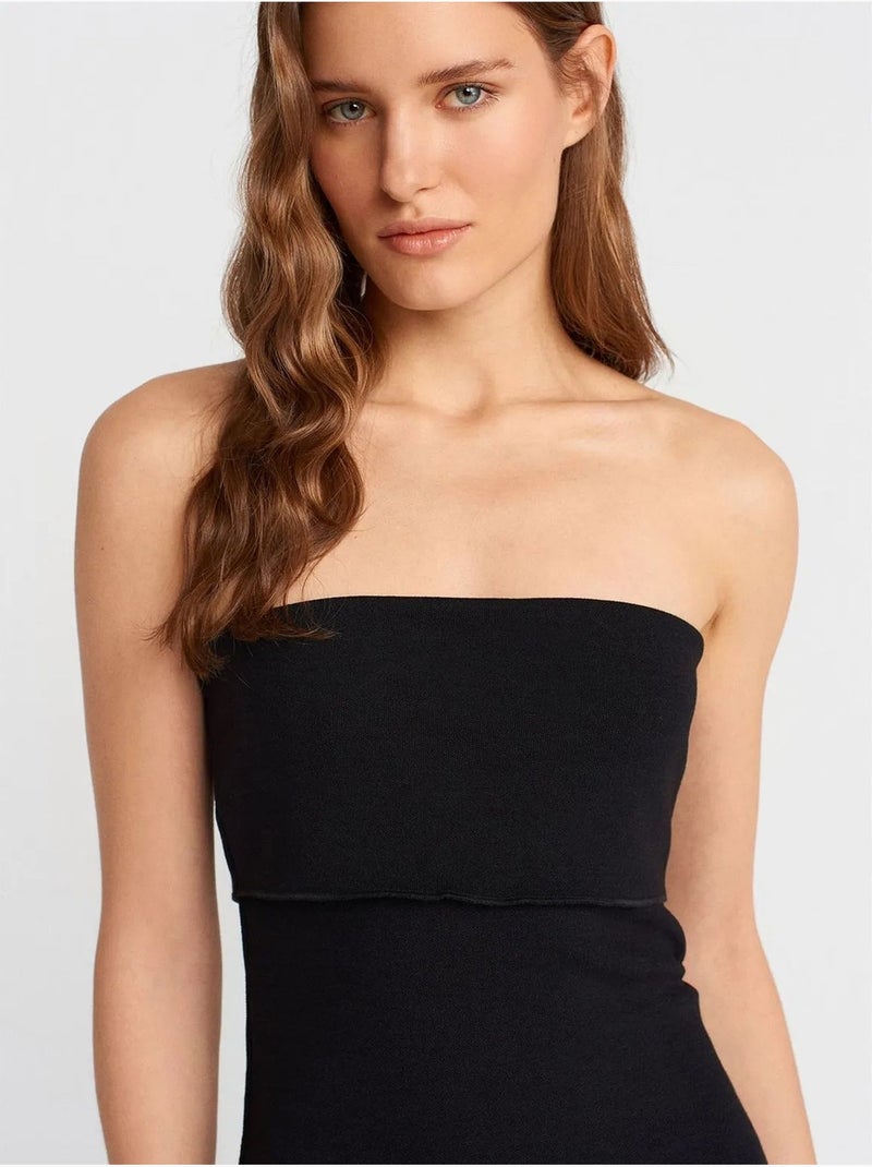 Vestido midi ceñido sin tirantes dilvin Negro - Kiabi