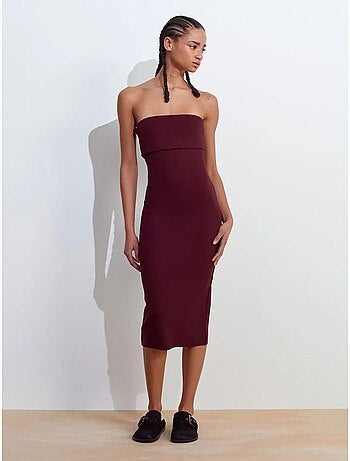 Vestido midi ceñido sin tirantes dilvin