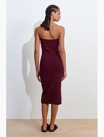 Vestido midi ceñido sin tirantes dilvin