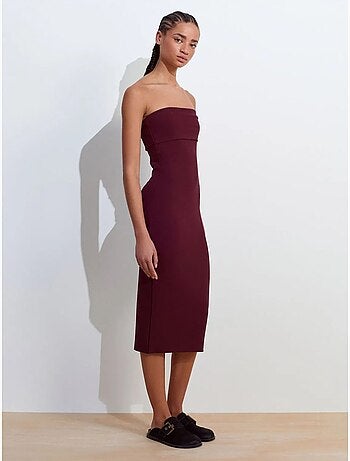 Vestido midi ceñido sin tirantes dilvin