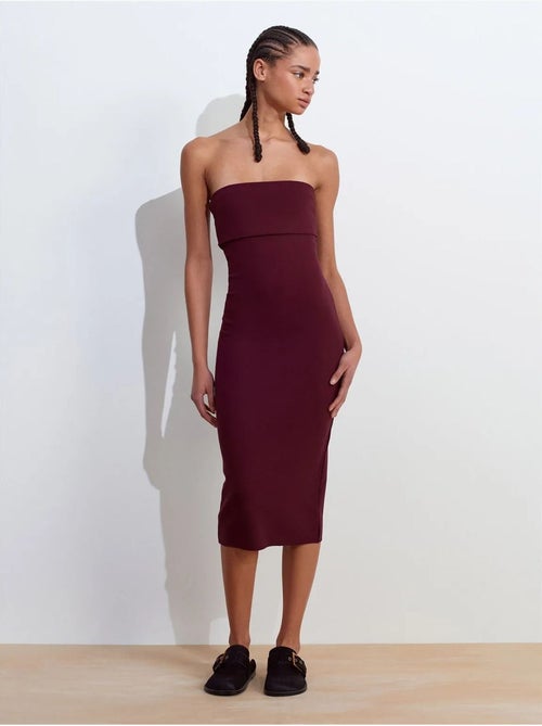 Vestido midi ceñido sin tirantes dilvin - Kiabi