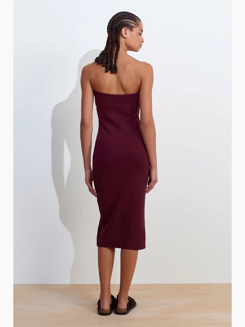 Vestido midi ceñido sin tirantes dilvin Rojo burdeos - Kiabi