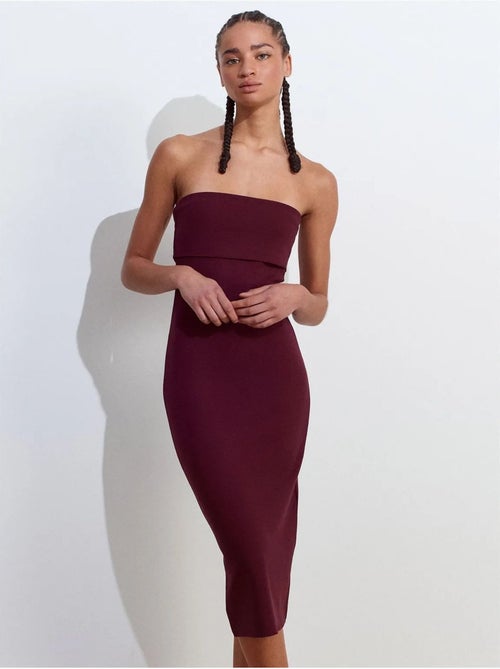 Vestido midi ceñido sin tirantes dilvin - Kiabi
