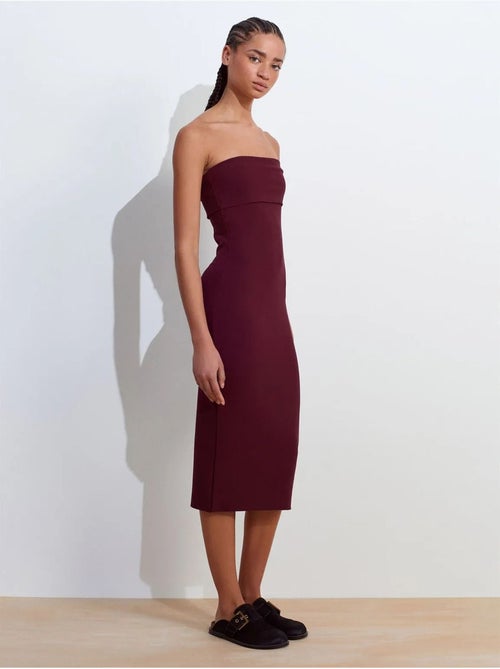 Vestido midi ceñido sin tirantes dilvin - Kiabi