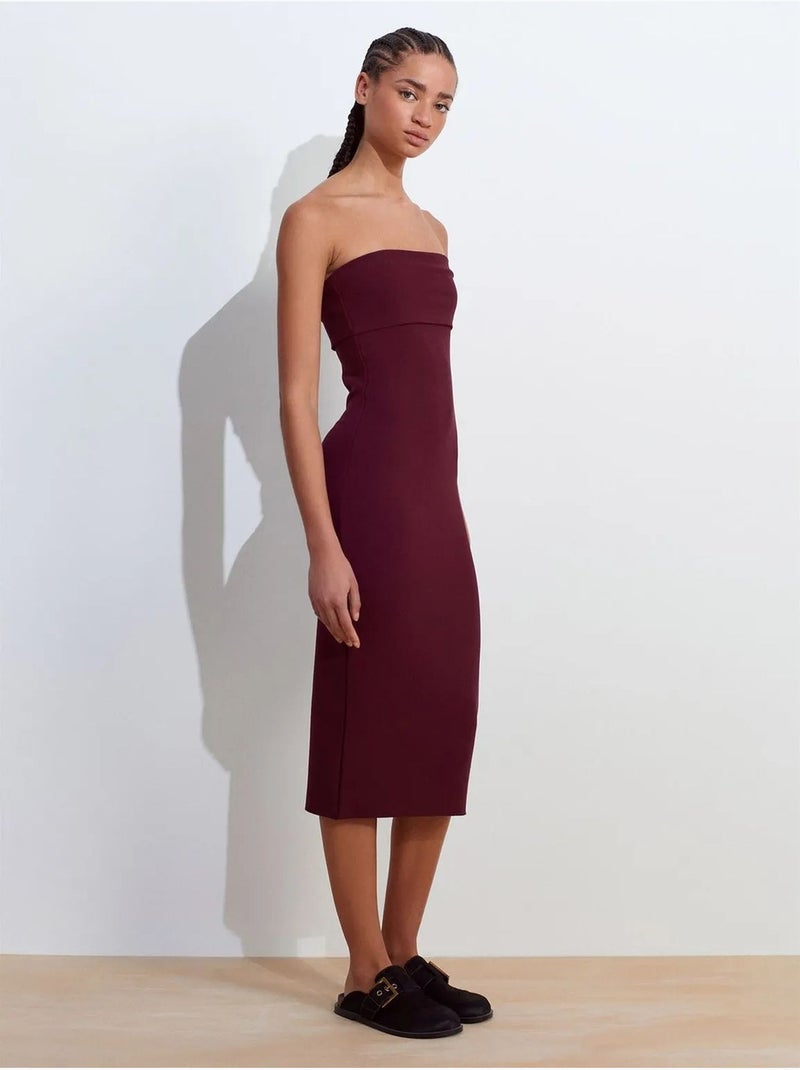 Vestido midi ceñido sin tirantes dilvin Rojo burdeos - Kiabi