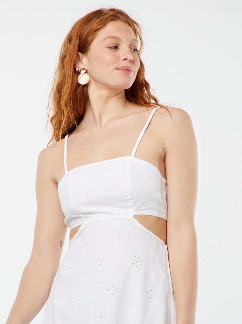 Vestido midi con abertura en los laterales Blanco - Kiabi