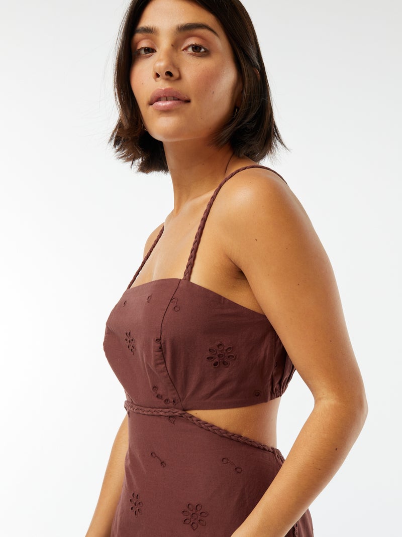 Vestido midi con abertura en los laterales Marron - Kiabi