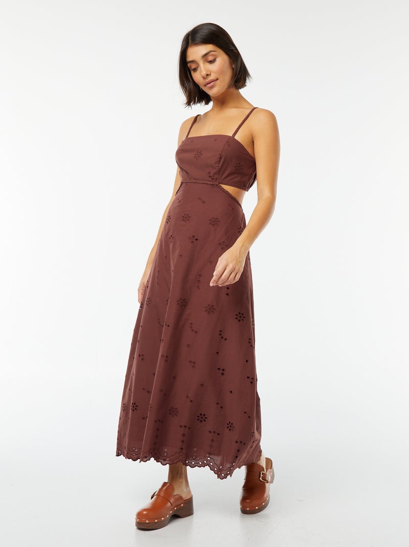 Vestido midi con abertura en los laterales Marron - Kiabi