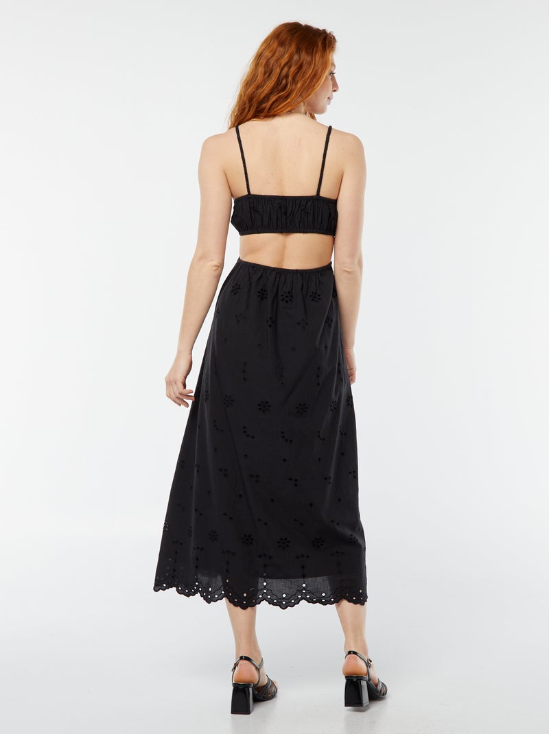 Vestido midi con abertura en los laterales negro - Kiabi