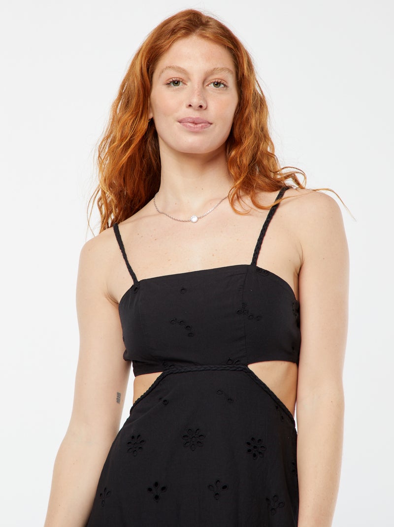 Vestido midi con abertura en los laterales negro - Kiabi