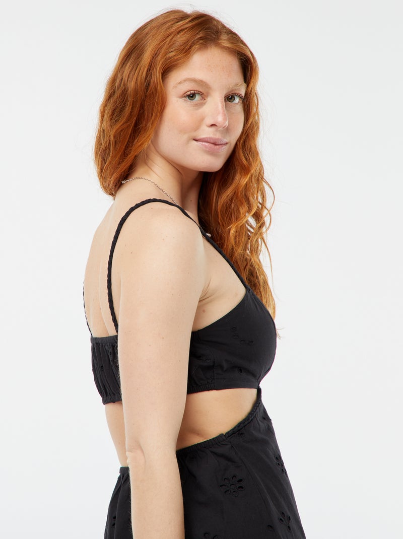 Vestido midi con abertura en los laterales negro - Kiabi