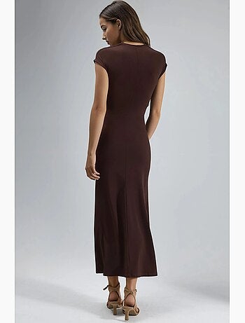 Vestido midi con accesorio de piedra busem