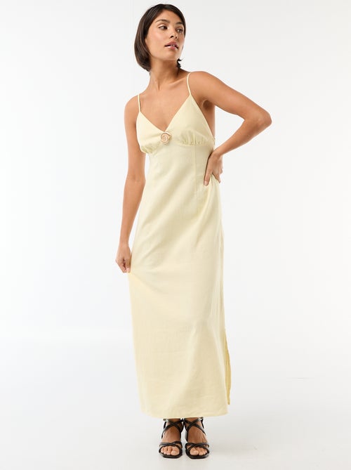 Vestido midi con adorno de fantasía en el cuello - Kiabi